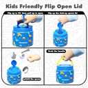 11.8 oz Thermo for Hot Food, Soup Thermo Stainless Steel, Hot Food Container with Fold-up Spoon, Flip Open Lid School Insulated Food Jar, Keep Hot & Cold for Work,Blue-Dinosaurs