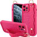 OOK Compatible with iPhone 11 Pro Max Case with Wrist Stand for Women Girls, Hot Pink Leopard Cheetah TPU Shockproof Protection Silm Silicone Kickstand Upgraded Cover, for 6.5inch