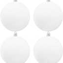 Large 4 in White Glitter Christmas Ornament Balls(4 Pcs), Xmas Sequin Christmas Ball, White Sparkly Hanging Ball Ornament for Tree Home Wedding Party Decor, Winter Theme Tree Decoration