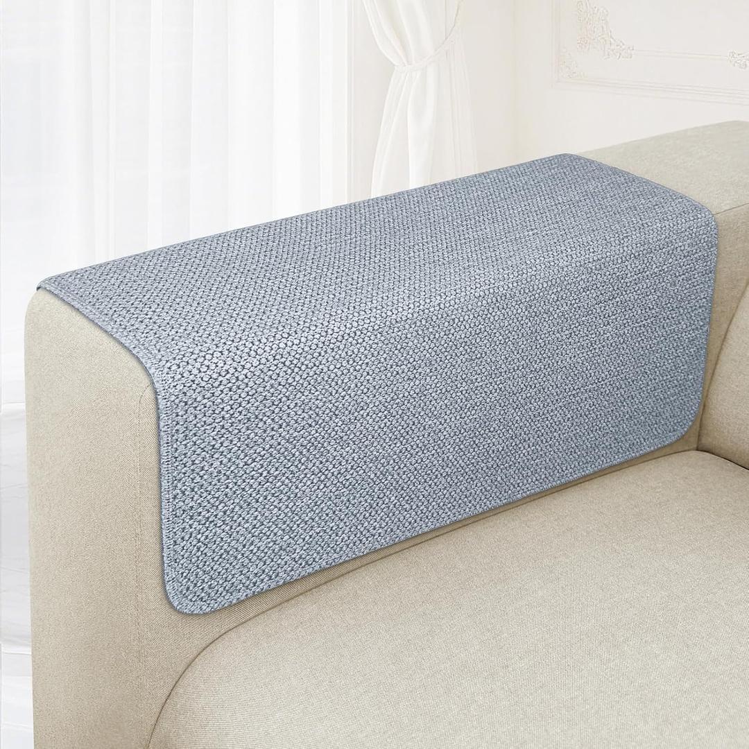 Couch Arm Covers, Waterproof Armrest Cover for Sofa, Loveseat, Armchair, Non-Slip Recliner Arm Cover, Sofa Arm Covers, Headrest Cover, Arm Chair Covers Set of 2 (Gray-Blue, 24"20")