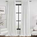 Nanspring Off White Blackout Linen Curtains 108 Inches Long 2 Panels Set for Bedroom Extra Long Farmhouse Thermal Insulated Energy Saving Curtains for Living Room High Ceiling Length 9 FT 52x108 (52"W x 108"L (Pack of 2))