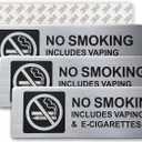 No Smoking Signs, 4 Pack No Vaping Sign - 9 X 3 Inch - Rust Free Aluminum UV Printed, Waterproof and Easy To Install, No Smoking Sign for Business, Office, Restaurant Wall Decor