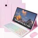 Keyboard Case for Samsung Galaxy Tab A7 Lite 8.7 inch 2021 - Mouse and Detachable Magnetic Keyboard Slim Case,Travel and Mobile Office Friendly (Pink)