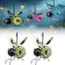 Solar Bee Lights Outdoor, Bumble Bee Solar Lights Outdoor Garden, Hanging Solar Garden Lights Decor for Outside, Lighted Outdoor Display, Solar Powered Hanging Bee Decor (Yellow-2 PCS)