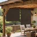 ECOOPTS Roller Shades 5'W x 6'L Patio Sun Shade Outdoor Roller Blinds Roll Up Blinds for Patio Porch Backyard Gazebo Deck Balcony (Brown)