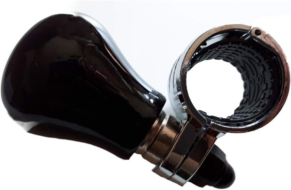 Luxury Wooden Vehicle Spinner Power Handle - Car Steering Wheel Accessory (Black)