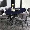 LUSHVIDA Round Waterproof Table Cover Elastic Vinyl Fitted Tablecloth Elastic Edged Plastic Table Cloth (Navy, Best for Up to 57"-68" Round)