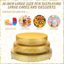 Wenqik 3 Pcs Cake Stand 16'' 14'' 12'' Round Metal Cake Stand Bases Display Holder Cookies Fruit Serving Tray Candy Display Plate Cupcake Dessert Pastry Riser for Wedding Birthday Party(Gold)