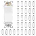 ThunderWay Matte White 3 Way Decorative Light Switch, 15Amp, 120V/277V, AC Decorator Rocker Paddle Wall Switch Replacement, Self-Grounding, Residential and Commercial Grade, UL Listed, 30 Pack