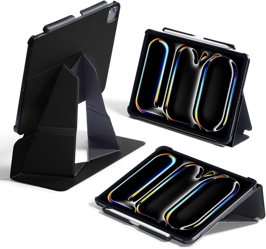 MOFT Folio Case for iPad Pro 12.9" (3~6 Gen.) with Detachable Pencil Holder, Protective & Lightweight, Durable MOVAS Material and Comfortable Touch for Browsing, Drawing & Studying, Jet Black