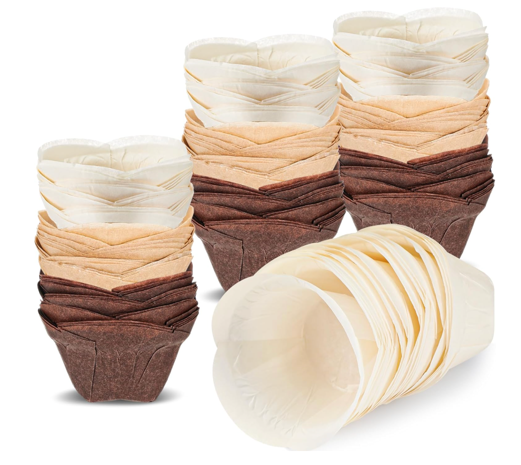 Gejoy 300 Pcs Lotus Tulip Cupcake Liners Baking Muffin Paper Baking Cups Cupcake Liners Holders Cupcake Wrapper for Party, Wedding, Birthday, Christmas, Baby Showers, 3 Colors (Delicate)