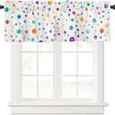 Colorful Polka Dot Curtain Valance for Kitchen Window, Color Point Valance for Window Curtain & Drape 3" Rod Pocket Colorful Window Treatment for Bedroom Living Room Curtain Over Sink 54x18in,1 Panel
