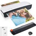 Laminator, A4 Laminater Machine, 9 Inch Thermal Laminater Machine, 4 in 1 Personal Desktop Cold Laminator with Paper Cutter and Corner Rounder 15 Laminating Pouches for Office School Business Use