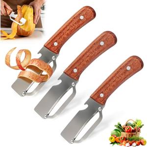 2 x 3 PCS Peeler with Wooden Handle, Bottle Opener, Vegetable Fruit Skin Peeling, Stainless Steel Blade Kitchen Tool