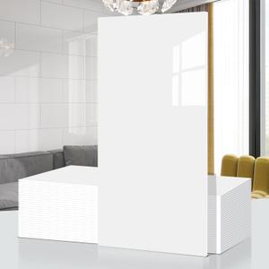 Marble Peel and Stick Backsplash Waterproof 23.6"x11.8" PVC Wall Panels, PVC Foam Marble Tile, Back Splash Stick on Tiles (Not Real Tile) for Kitchen Bathroom Living Room (40, Pure White)