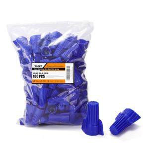 100PCS Winged Wire Nut Connector - AWG 14-6 Blue - Insulated Insert Twist Electrical Wire Terminal with Spring, Portable Wire Caps for Quick Connection