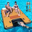 FBSPORT Inflatable Floating Dock with Boat Ramp, Non-Slip Air Dock Floating Platform with Water Ladder and Headrest, Inflatable Island Water Raft for Pool Lake Beach Ocean