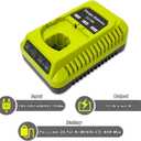 P117 18-Volt Rapid Charger Replace for Ryobi 12V-18V Battery One+ Lithium-Ion/NiCad/NiMh Battery P102 P108 P189 P197 P103 P105 P107 P190 P191 PBP002 PBP005