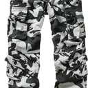TRGPSG Men's Wild Cargo Pants, Camo Pants Cotton Casual Work Hiking Pants with 8 Pockets (42, Black Hawk Camo)