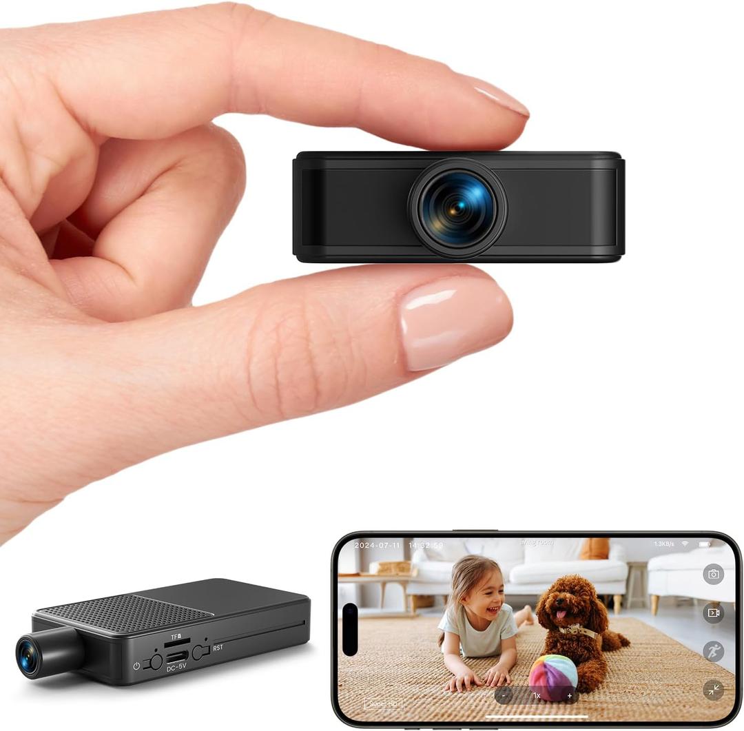 Mini Camera Wireless | HD Nanny Cam, 10hr Continuous Recording WiFi Small Camera, FREE Cloud & SD Storage, No WiFi Needed Mini Camera, Night Vision& Motion Detection for Pet/Baby/Nanny Surveillance (Black)