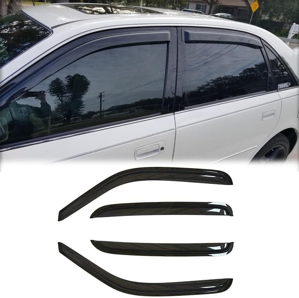 Rainproof Side Window Wind Deflectors for 2005-2012 Toyota Avalon, Tape-on Sun Rain Guard Sets,Nice Looking Window Visors for Cars,Vent Deflector for 05-12 Toyota Avalon 94043