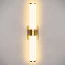 Kalium 24in Modern Wall Sconces, Dimmable Bathroom Vanity Lights, 3000K Warm White LED Indoor Sconces Lighting for Bathroom, Stairs, Living Room, Bedroom. Hardwired. Gold - Cylindrical 24in, 24inch