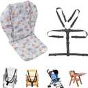 High Chair Pad, High Chair Cushion, seat Cushion, Breathable Pad, with Baby High Chair Seat Belt, 2 Pieces, Soft and Comfortable, Make The Baby More Comfortable (Grey Animal Pattern)