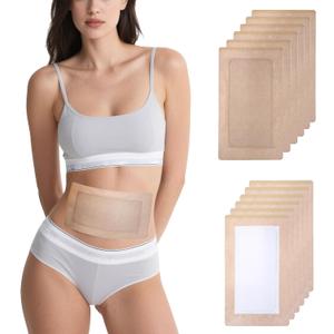 Castor Oil Pack Wraps (12 Patches)  Disposable Organic Cotton Belly Button Patches with Leak-Proof Design for Stomach, Relaxation & Wellness (Oil Not Included)