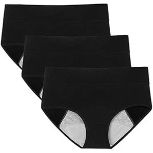POKARLA Women's High Absorbency Period Cotton Underwear Heavy Flow Leakproof Panties Regular, Medium