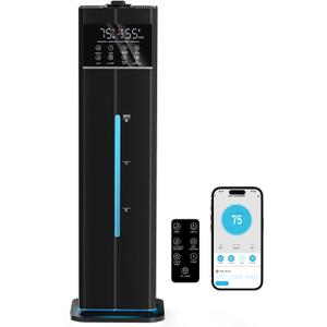 9L/2.4Gal Smart Cool Mist Humidifier, Top Fill Quiet Humidifier Large Room, Covers 550ft, App & Remote Control, 60H Runtime, 7 Colors Light, 4 Mist Modes Humidifiers for Bedroom, Office, Black