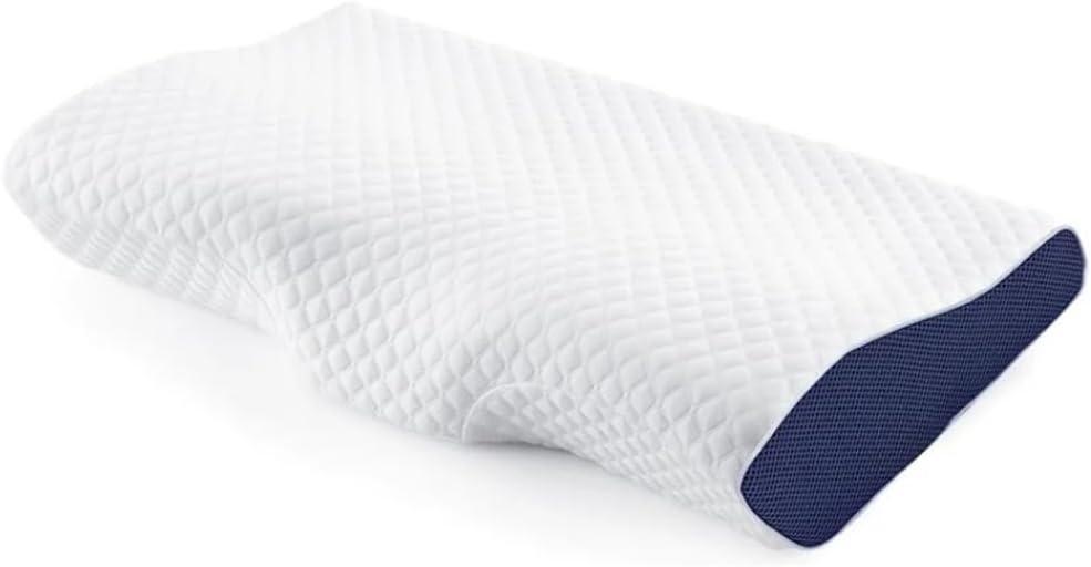Memory Foam Pillow Slow Rebound Soft Memory Sleeping Pillow Butterfly Shaped Relaxing Cervical Pillow for Side Back Abdominal Sleepers (One Size, White)