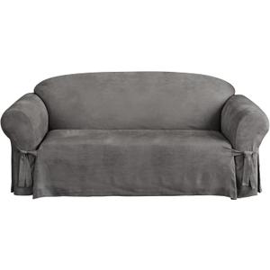 SureFit Soft Suede 1 Piece Sofa Slipcover in Middle Gray