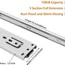LONTAN 1 Pair Full Extension Ball Bearing Drawer Slides 12 14 16 18 20 22 24 Inch Heavy Duty Side Mount File Cabinet Rails Dresser Runner Kitchen Cabinet Drawer Glides 100 LB Capacity (16 inch,Silve)