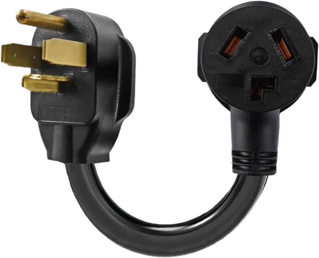 Eversimpleinc 3 Prong to 4 Prong Dryer Plug Adapter, Connects 3-Prong Old Dryer to 4 Prong New Dryer Receptacle, NEMA 14-30P to 10-30R 4-Prong Dryer Outlet Adapter, 30A 125/250V, STW 10AWG