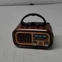 PRUNUS J-150 Portable Radio AM FM SW Bluetooth, Retro Radios Vintage Transistor with Best Sound, Solar/D Battery Operated/USB Rechargeable, TWS, Support TF Card/USB Playing