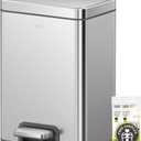 EKO Madison Brushed Stainless Steel 13.2 Gal/50L Kitchen Step Trash Can or Recycling Bin, Removable Inner Liner, Soft Close Lid, Fingerprint Resistant Finish