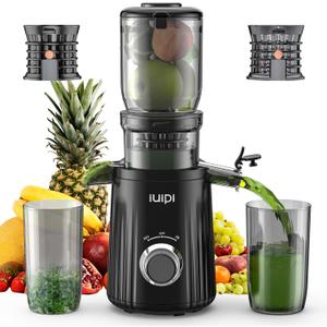 Cold Press Juicer, Slow Masticating Juicer Machines for Whole Vegetable and Fruit, 4.3" Feed Chute, BPA Free, Easy Clean Juice Extractor Machine to Unlock Fresh & Nutritious Juices (Black)