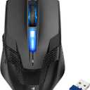 TECKNET Wireless Mouse-USB Ergonomic Optical Cordless Mouse with 8 Buttons,24-Month Battery Life,High-Precision 5 Adjustable DPI for PC/Mac/Laptop (Black&blue)