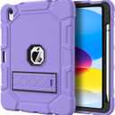 Case for iPad (A16) 11th Generation 11 Inch 2025 / iPad 10th Generation 10.9 Inch 2022, [Built-in Pencil Holder] Heavy Duty Shockproof Rugged Protective Case, Light Purple