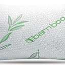 Queen Size Rayon Derived from Bamboo Pillow, Cooling Shredded Memory Foam Bed Pillows Sets for Back, Stomach, Side Sleepers, Adjustable to Soft/Firm, Washable Cover, Queen (Pack of 1), White 