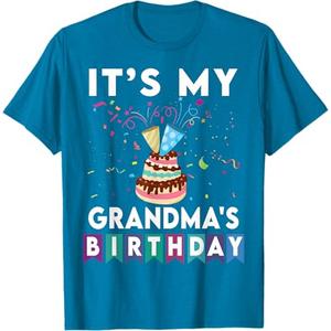 It's My grandma's Birthday Family Matching confetti cake T-Shirt, Size M,Sapphire Blue
