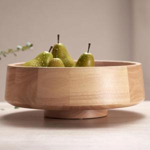 XL Natural Wood Fruit Bowl for Kitchen Counter, 14.2-inch Diameter Large Wooden Fruit Bowl, Decorative Bowl Fruit Holder Fruit Basket for Kitchen