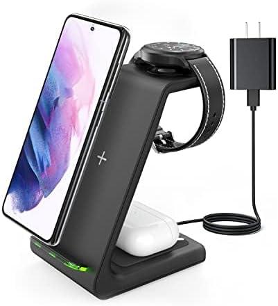 Wireless Charger for Samsung&Android: JoyGeek 3 in 1 Charging Station for Galaxy Watch5 Pro/4/3/Active2/1 - Phone Charger Stand for S23 Ultra/S22/S21/S20/Note 20, Z Fold&Flip Series, Buds2 Pro (Cobalt Black)