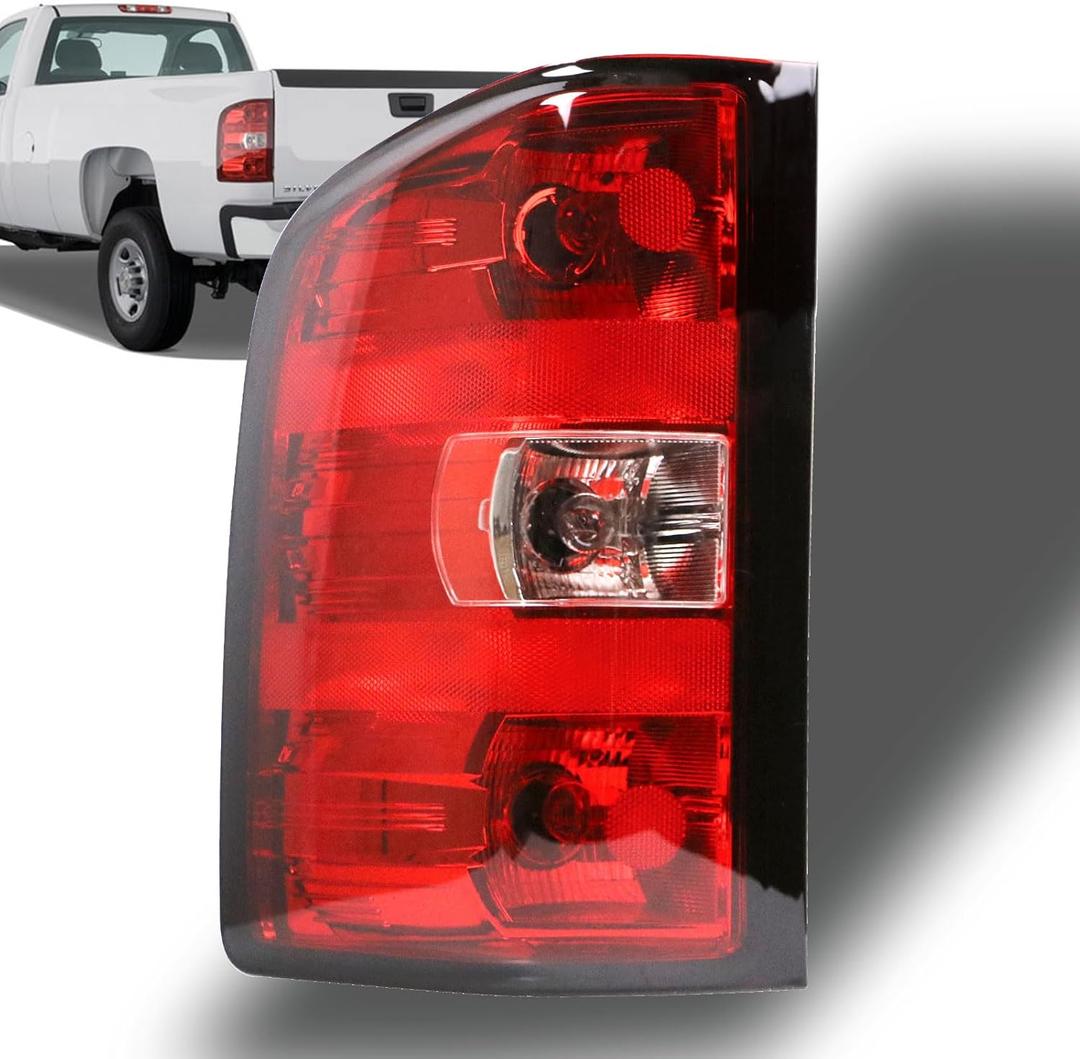 Nakuuly Tail Light Assembly Compatible With 2007-2013 Chevy Silverado 1500 2500HD 3500HD GMC Sierra 2500 HD 3500 HD Left Driver Side Taillight Rear Brake Lamps with Bulb and Harness