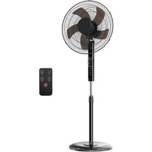 NEWBULIG 17" Pedestal Fan with Remote, 15H Auto Timer, Quiet Standing Fan for Bedroom, Living Room & Office, 3 Speeds, 3 Modes, Adjustable Height & 80 Oscillation