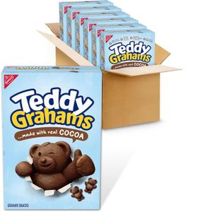 TEDDY GRAHAMS Chocolate Graham Snacks, Bulk Kids Snacks, 6 - 10 oz Boxes, BBD: 10/07/2026