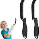 Crevice Cleaning Brushes, Cleaner Scrub Brush Tool for Hard to Reach Tight Space, Home Essentials, Serrated Scrub Brushes, Cleaning Supplies for Shower, Bathroom, Kitchen, Toilet (2, Black)