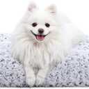 KSIIA Washable Dog Bed Deluxe Plush Dog Crate Beds Comfy Kennel Pad Anti-Slip Pet Sleeping Mat for Large, Jumbo, Medium, Small Dogs Breeds, 29" x 21", Gray (Grey)