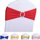 LEBENGURU Red Spandex Chair Sashes-100pcs Premium Stretch Bows with Buckle Slider, Universal Elastic Chair Bands for Wedding Party Banquet Decoration