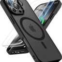 ORETECH Magnetic for iPhone 16 Pro Case, [Compatible with MagSafe][2 Pcs Screen Protectors + Camera Lens Protector][15 FT Drop Protection] Frosted Translucent Back, Shockproof, Anti-Scratch, Black